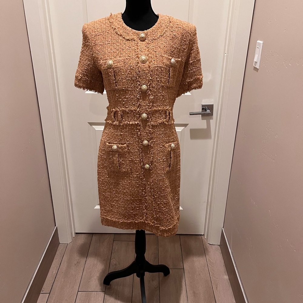 Balmain Short-sleeve Tweed Dress 100% Authentic!